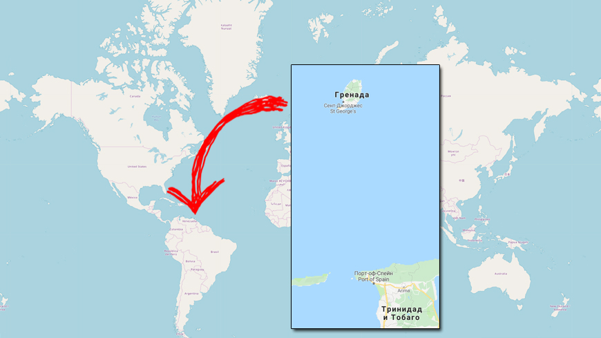 Гренада на карте мира