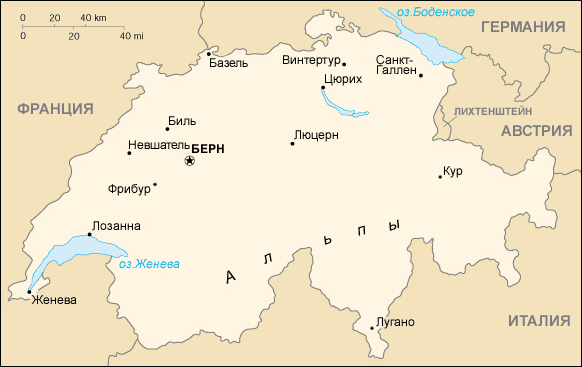 Карта Швейцареи